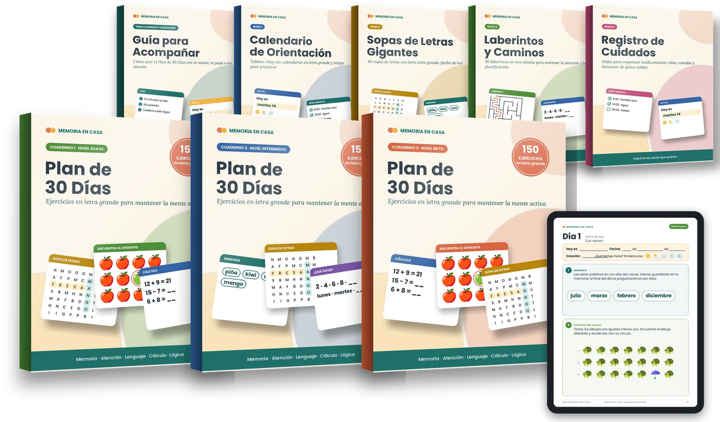 Plan de 30 Días, tres cuadernos, cuatro bonos y guía para la familia